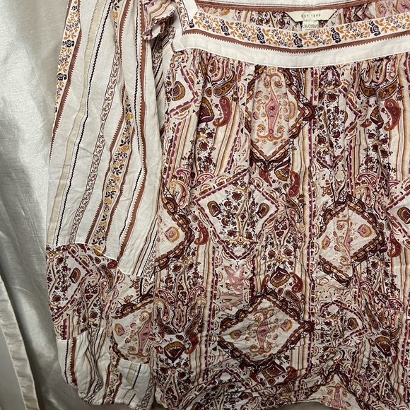 Plus Size Ruched Puff Ruffle Sleeve Boho Floral Paisley Blouse Top - Picture 3 of 10